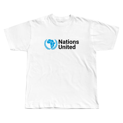 White t-shirt with 'Nations United' logo